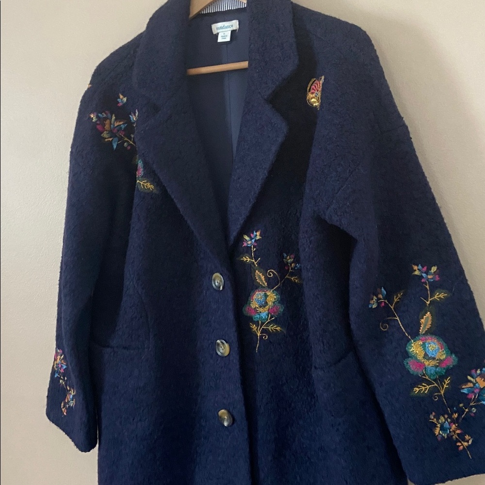 Sundance Wool Woodland Fantasy Embroidered Coat size Large - Picture 5 of 14